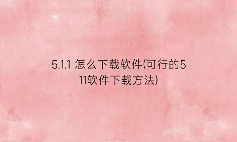 “5.1.1怎么下载软件(可行的511软件下载方法)